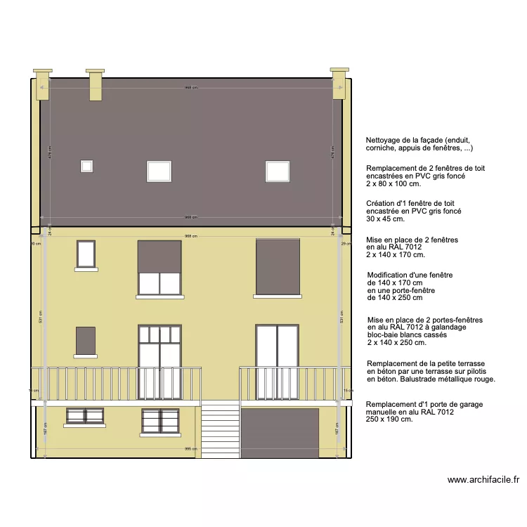 Fa&ccedil;ade jardin. Plan de 