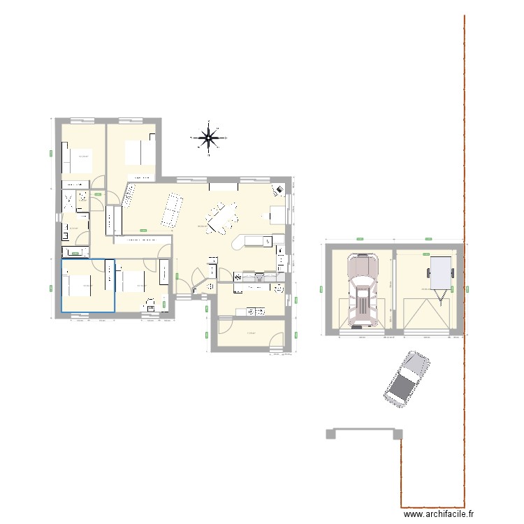 maison plein pied 4 chambres. Plan de 0 pièce et 0 m2