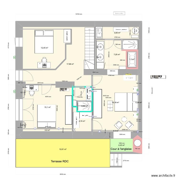 Appart Gavelière RDJ 3 sept sdb inv. Plan de 20 pièces et 206 m2