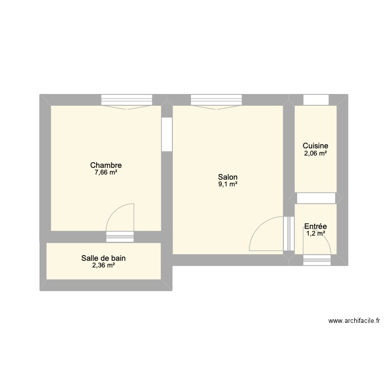 Belleville. Plan de 5 pièces et 22 m2