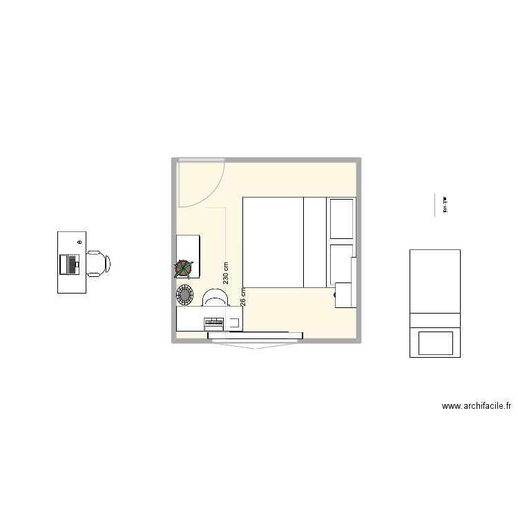 chambre loute 3 bis. Plan de 1 pièce et 10 m2