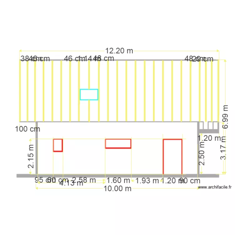 vue de face cot&eacute; cusine  . Plan de 