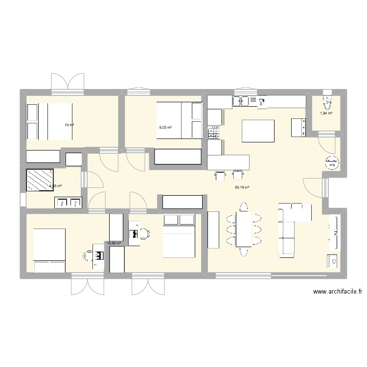maison Saint augustin 1. Plan de 6 pièces et 94 m2