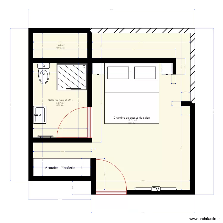 CHAMBRE DESSUS DU SALON. Plan de 