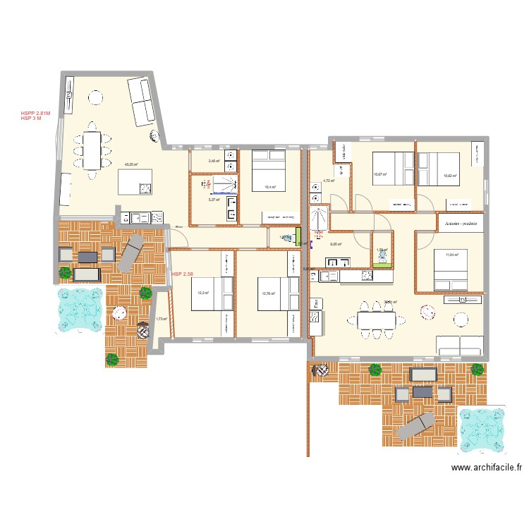 projet minihy treguier PROJECTION LOC. Plan de 17 pièces et 167 m2