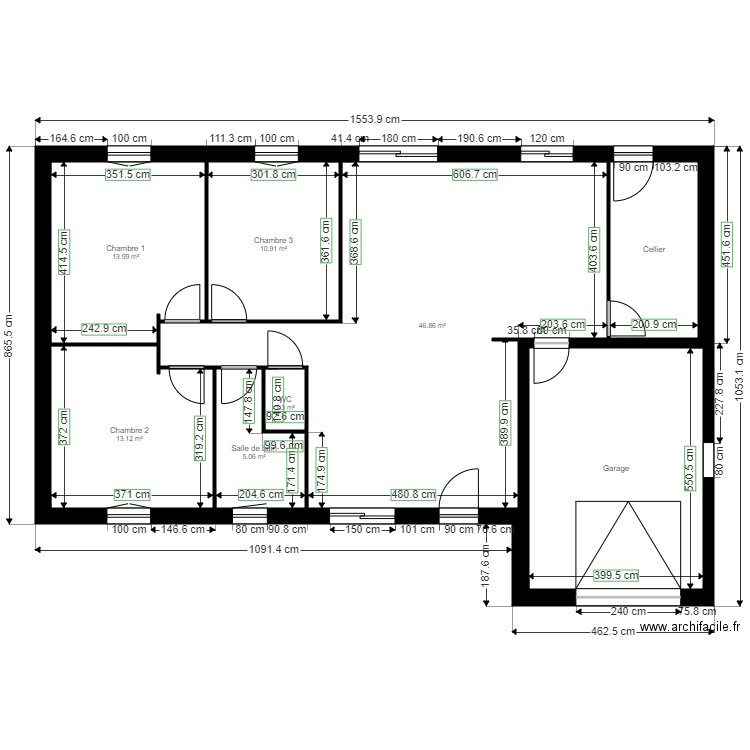 maison plain pied 3. Plan de 0 pièce et 0 m2