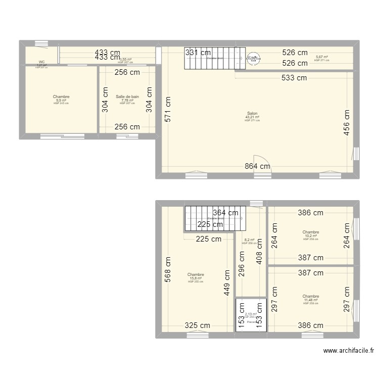 Despax Jérémy. Plan de 11 pièces et 119 m2