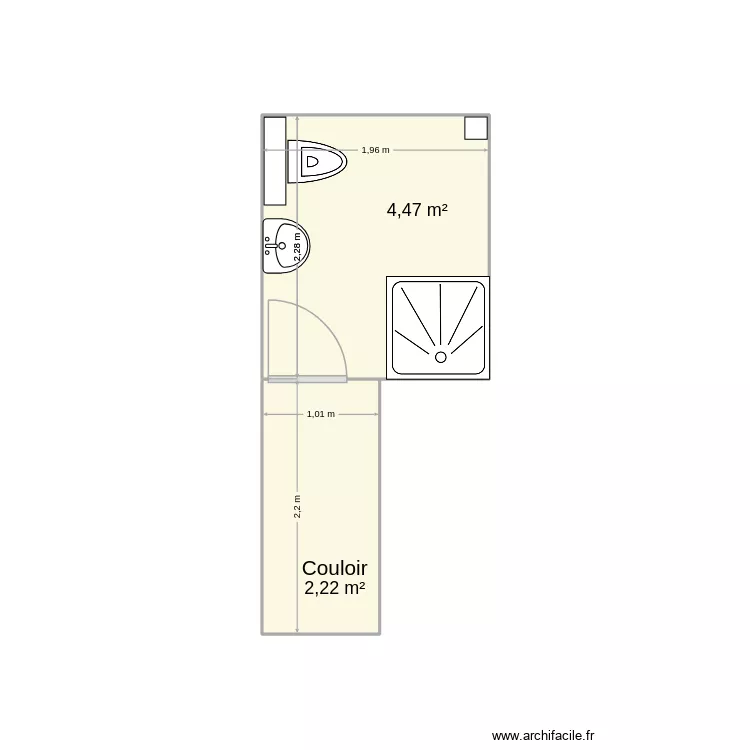 St Aupre Salle de bains du haut. Plan de 2 et 7 m² St Aupre Salle de bains du haut. Plan de 2 et 7 m²
