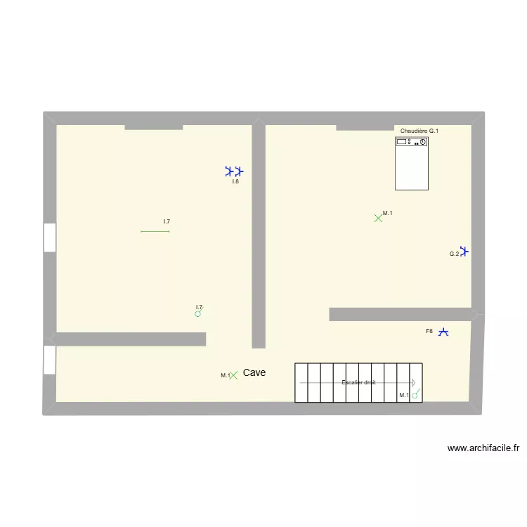 Gaetan cave. Plan de 1 et 46 m² Gaetan cave. Plan de 1 et 46 m²