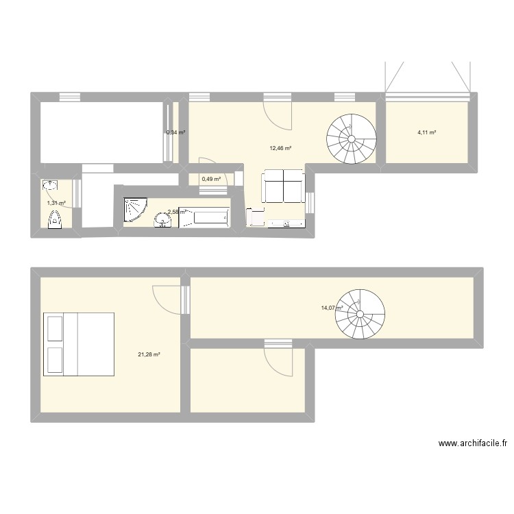 bastienboss. Plan de 8 pièces et 57 m2