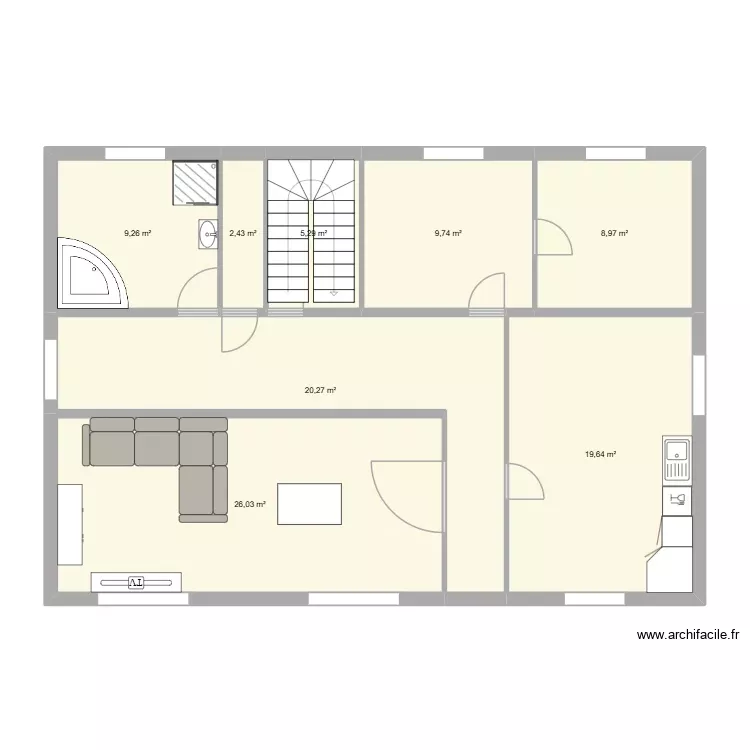 Andy. Plan de 8 Pièces et 102 m² Andy. Plan de 8 Pièces et 102 m²