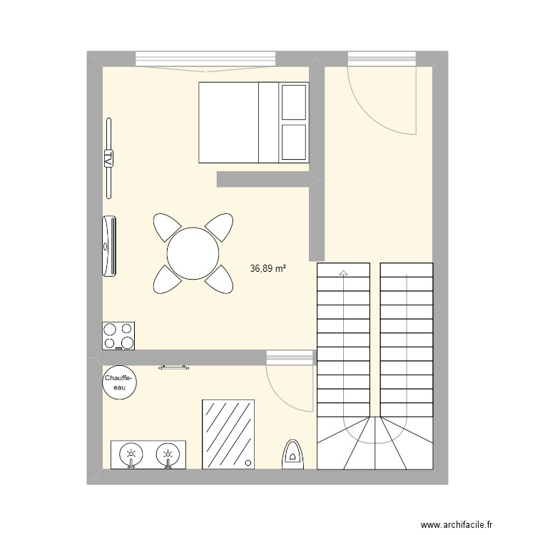 faubourg vinay. Plan de 1 pièce et 37 m2