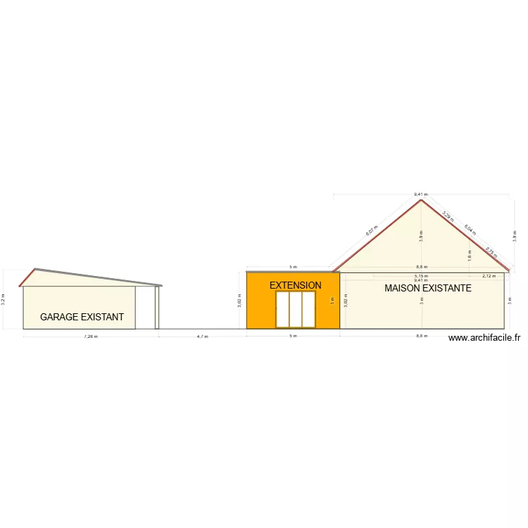 EXTENSION FACADE EST V2. Plan de 