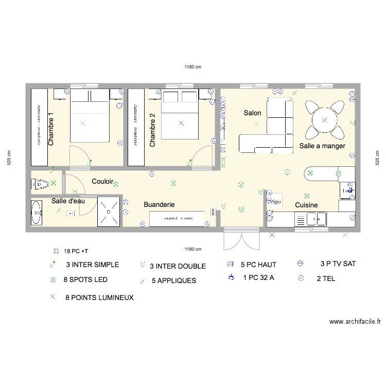 F3 APT D Dimension. Plan de 0 pièce et 0 m2