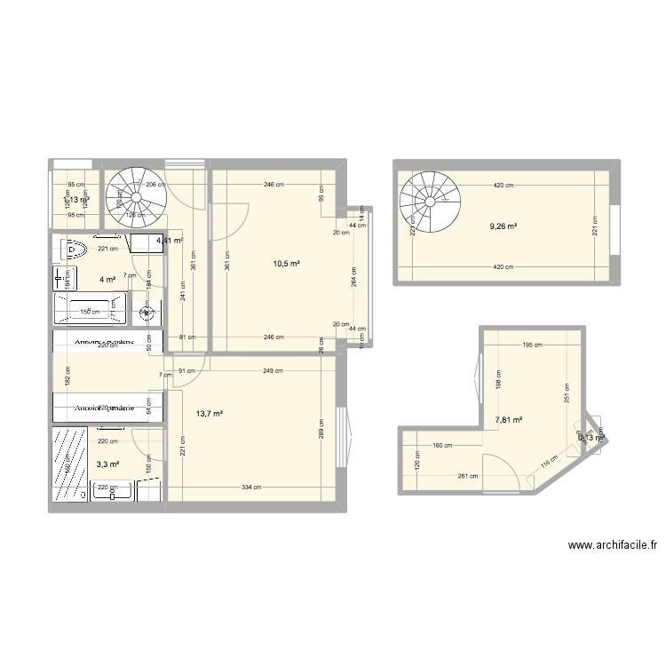 SIAM 2. Plan de 9 pièces et 54 m2