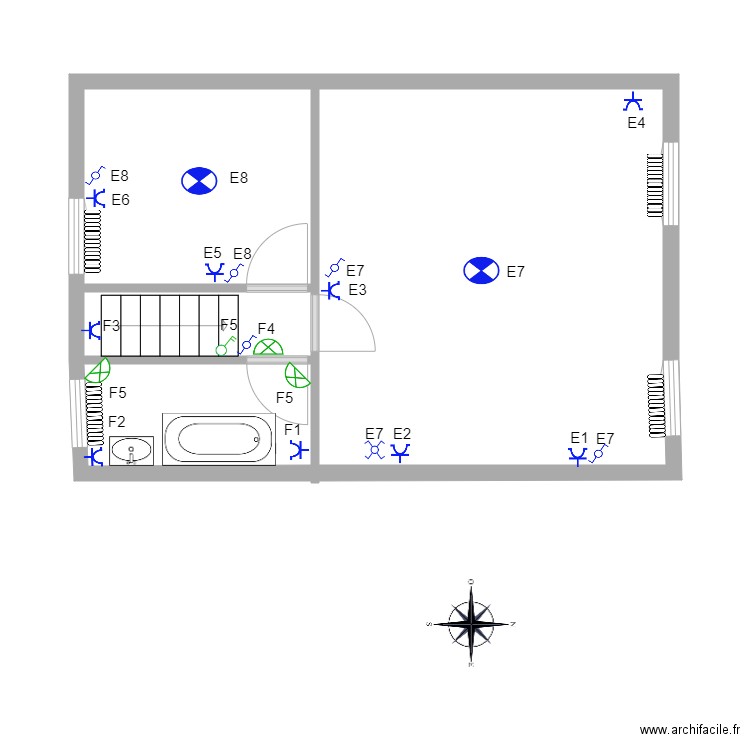 Etage Eclairage 25 juillet . Plan de 0 pièce et 0 m2