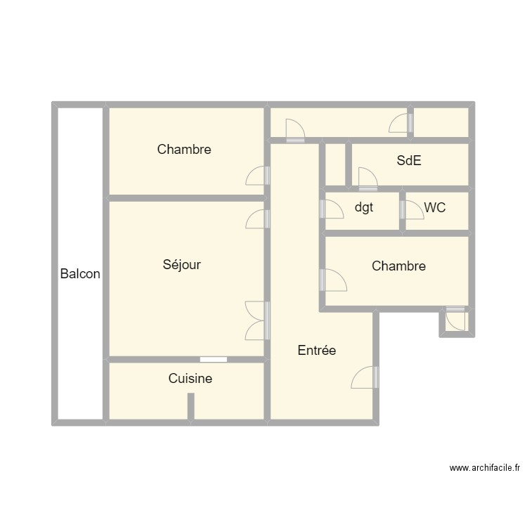 kalifa. Plan de 13 pièces et 36 m2