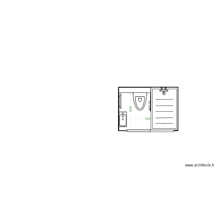 SDB sans entrée. Plan de 0 pièce et 0 m2