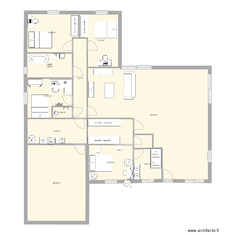 QUENTIN1.1. Plan de 11 pièces et 176 m2