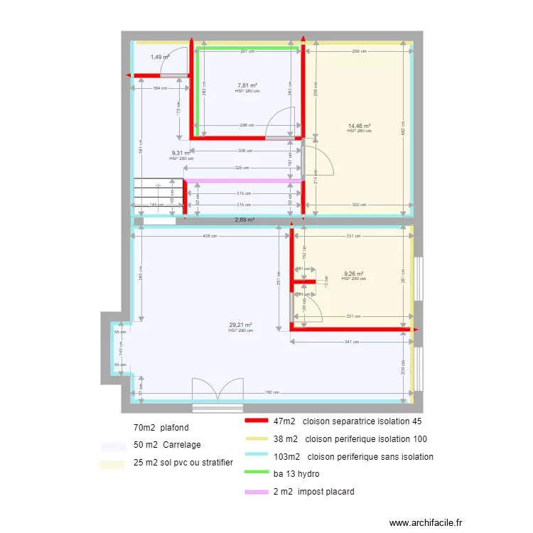 appart 1er etage placo 3 sans ext. Plan de 