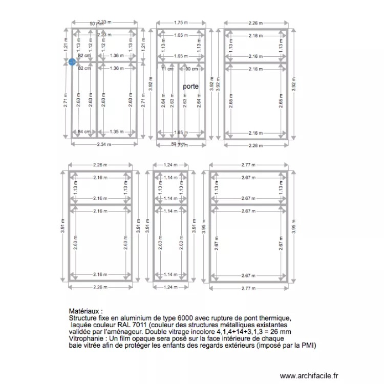 baies vitrées. Plan de baies vitrées. Plan de