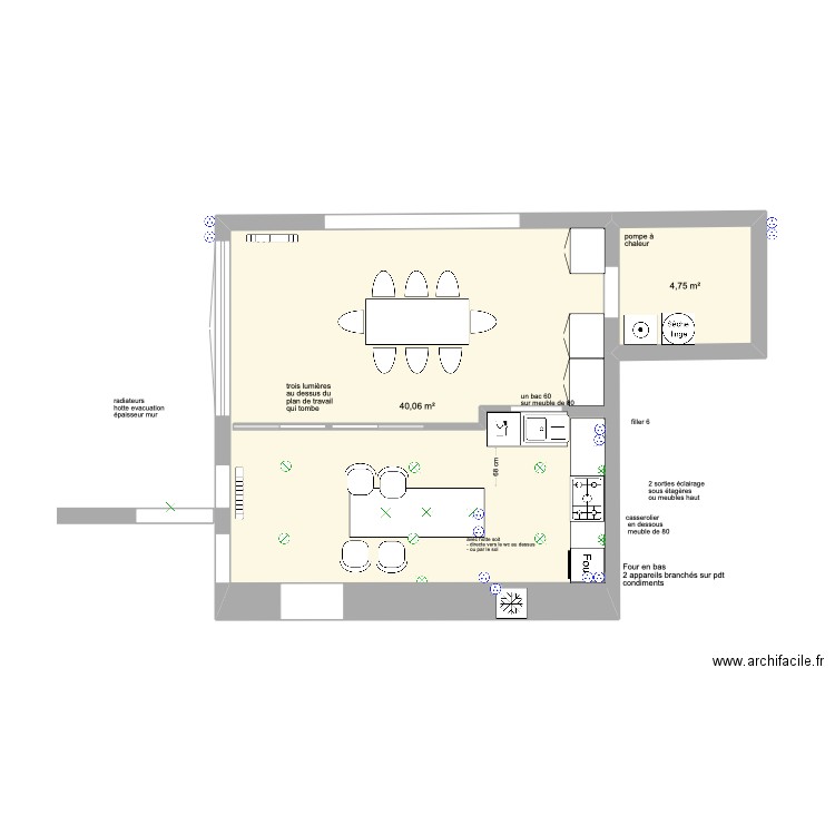 cuisine filolie 8. Plan de 2 pièces et 45 m2