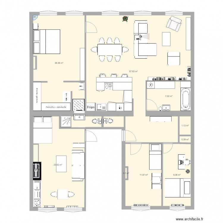 Anvers  projet 3 cuisine en U. Plan de 0 pièce et 0 m2