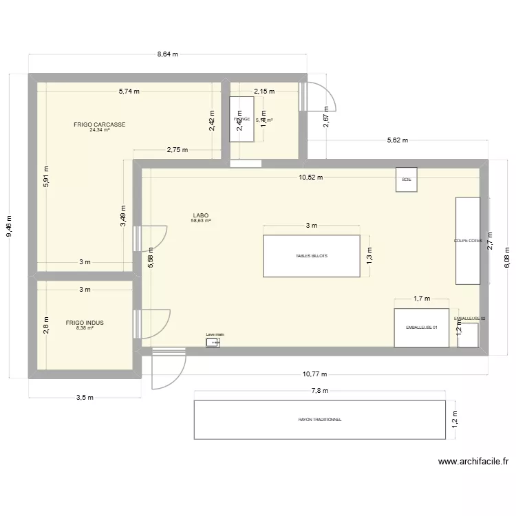 TMS BOUCHERIE. Plan de 4 pièces et 97 m²