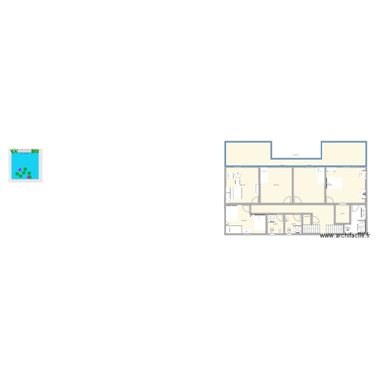 plan étage grand U. Plan de 0 pièce et 0 m2