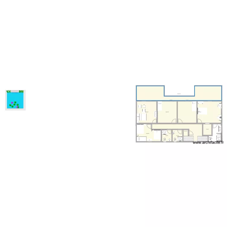 plan &eacute;tage grand U. Plan de 