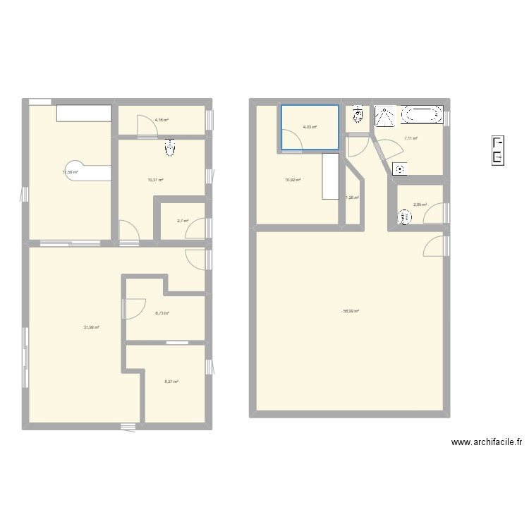 plan1. Plan de 14 pièces et 166 m2