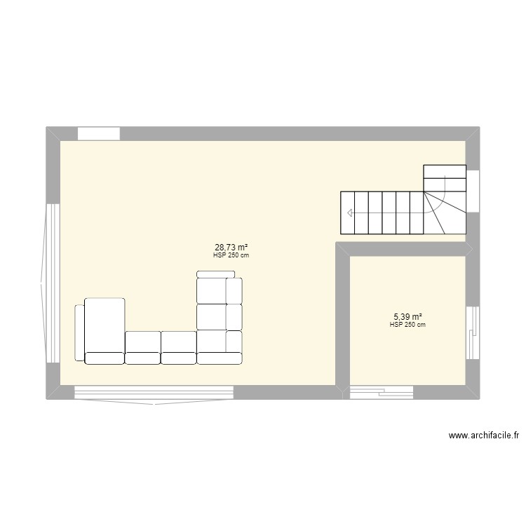 etage 1. Plan de 2 pièces et 34 m2