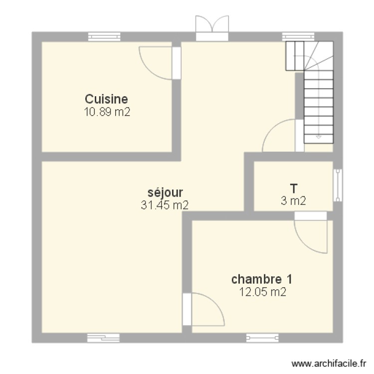 plan maison 64m2