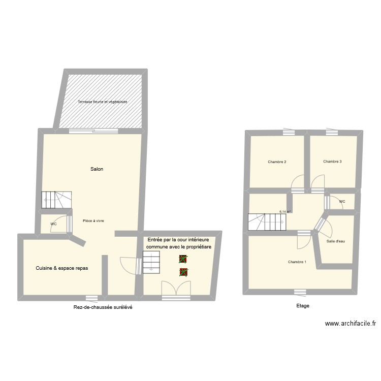 GR5142. Plan de 9 pièces et 91 m2