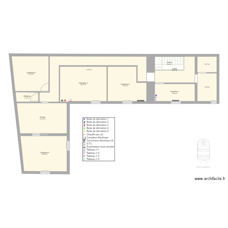 crouay apes travaux. Plan de 20 pièces et 233 m2