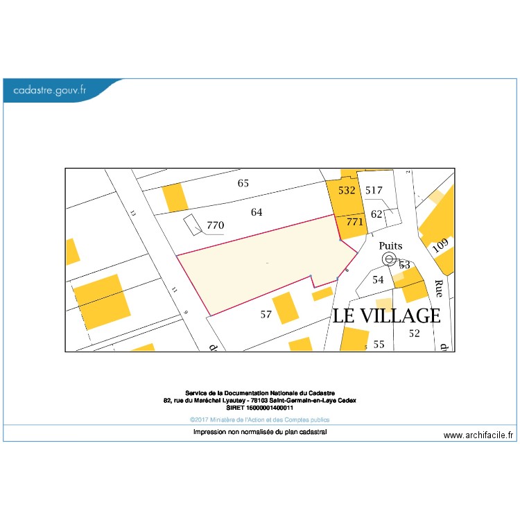 plan cadastre surface  terrain coté. Plan de 0 pièce et 0 m2