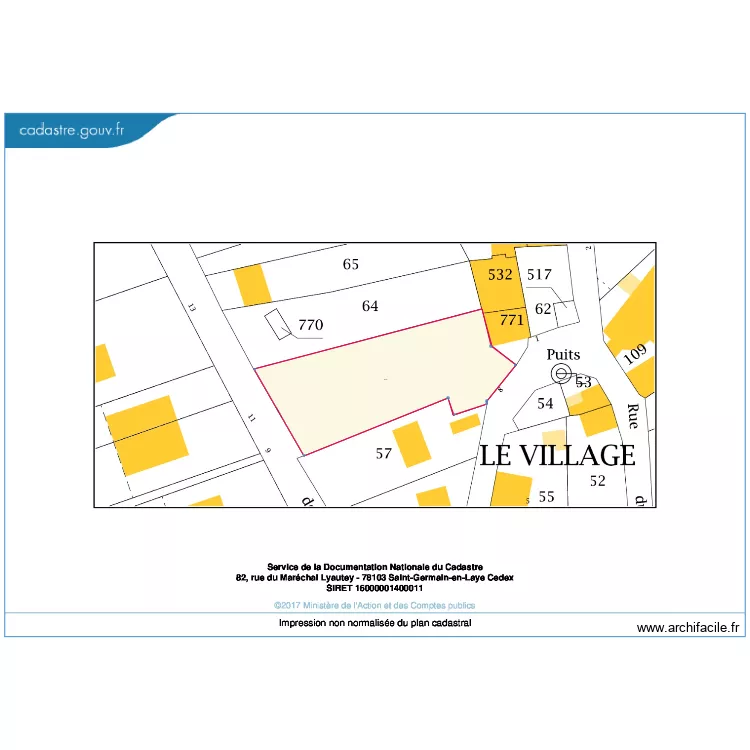 plan cadastre surface  terrain cot&eacute;. Plan de 