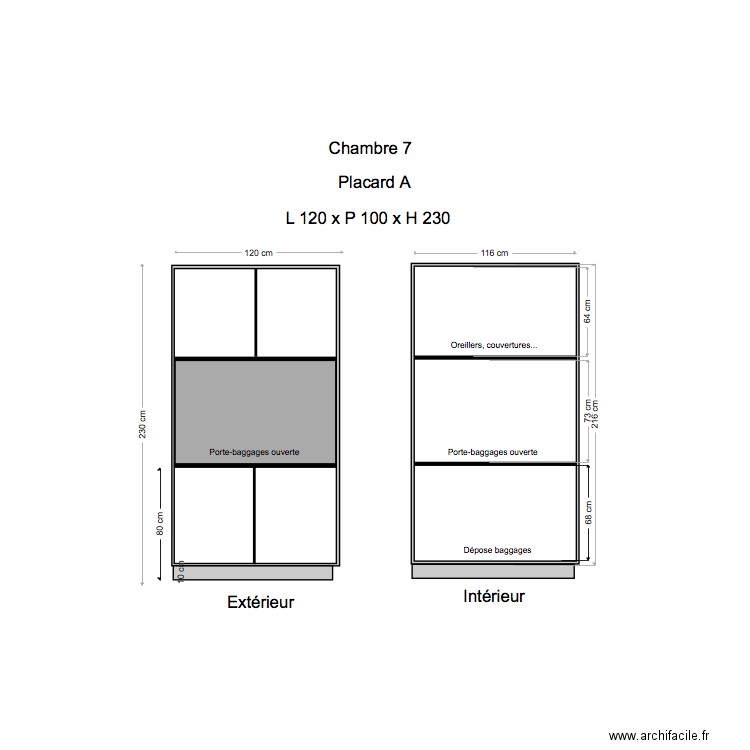 Placard Chambre 7 A. Plan de 0 pièce et 0 m2