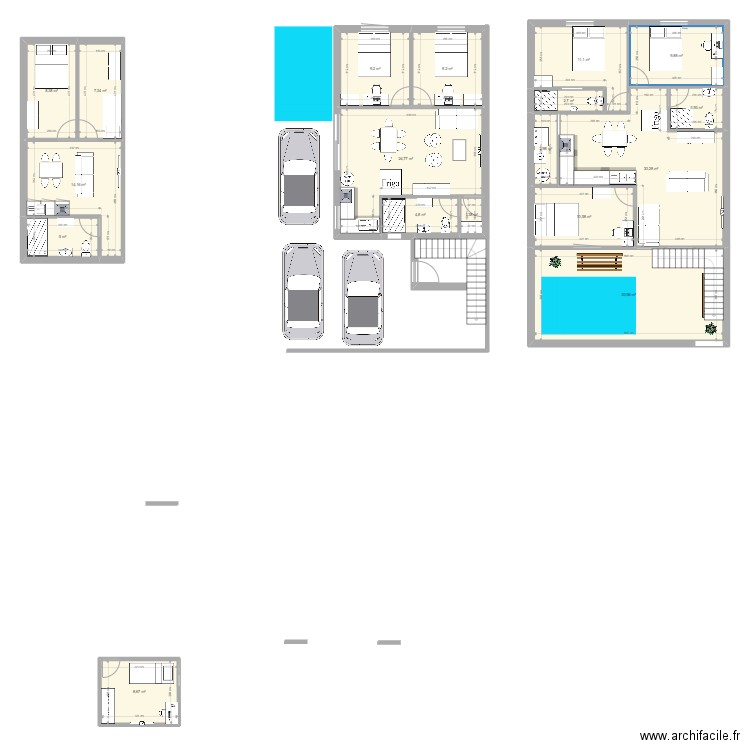 Apt 5 B. Plan de 18 pièces et 195 m2