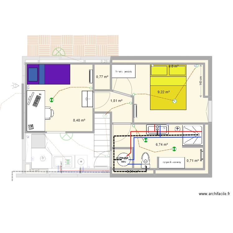 petit garage 04. Plan de 17 pièces et 68 m2