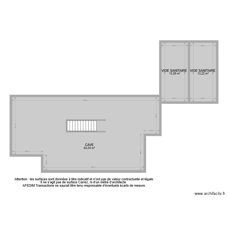 BI 7746 CAVE. Plan de 3 pièces et 110 m2