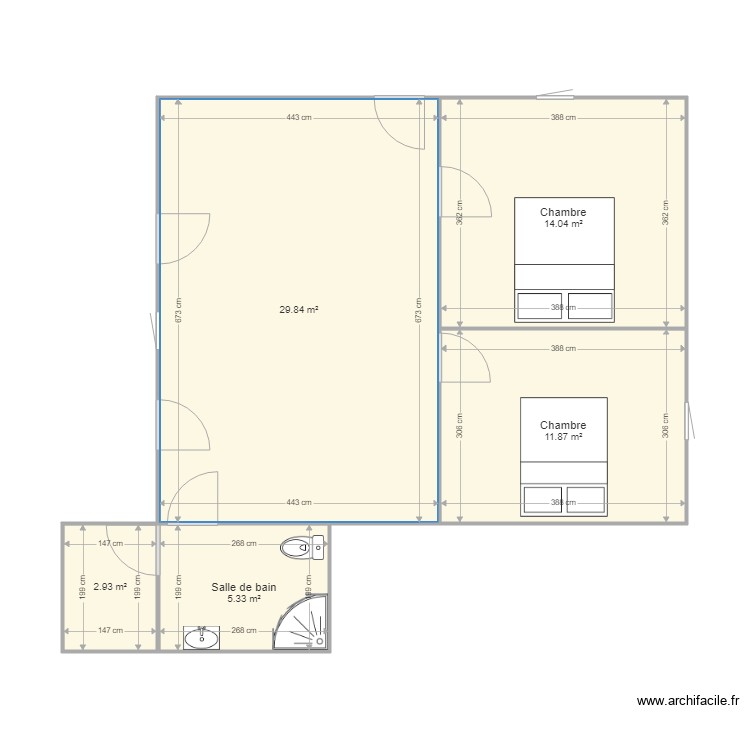 version virginie meubl&eacute;e. Plan de 0 pièce et 0 m2
