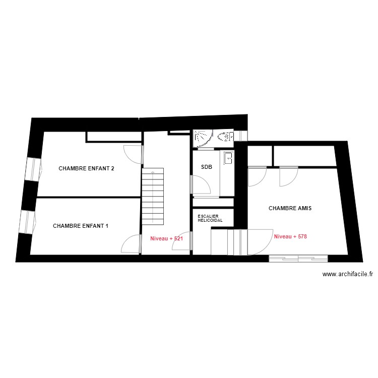 CORRADO 3eme ETAGE EDL . Plan de 7 pièces et 65 m2