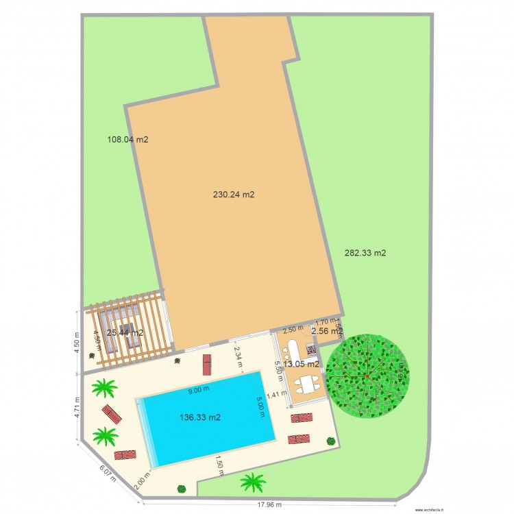 PISCINE MONDONVILLE PROJET II. Plan de 7 pièces et 798 m2