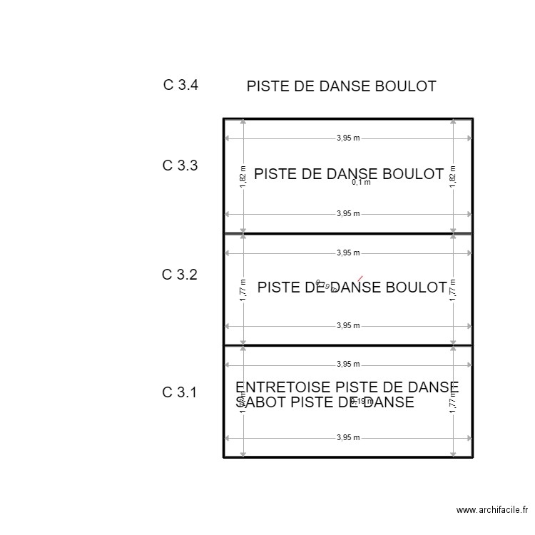 C 3. Plan de 3 pièces et 21 m2