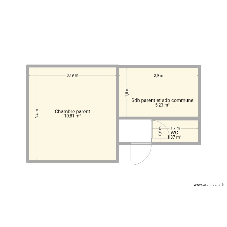 Wattrelos. Plan de 3 pièces et 17 m2