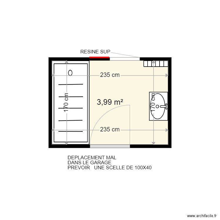 CATENNE MARYVONNE . Plan de 1 pièce et 4 m2