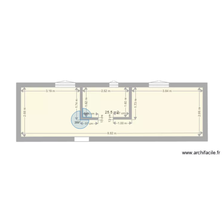 Studio avant travaux. Plan de Studio avant travaux. Plan de