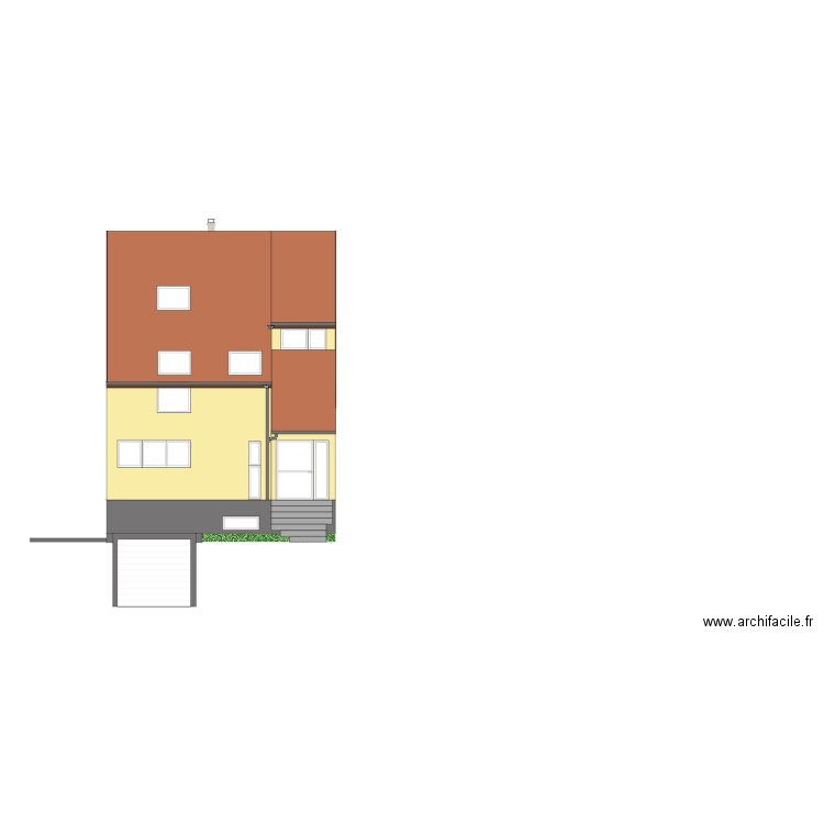 Façade est après travaux. Plan de 0 pièce et 0 m2