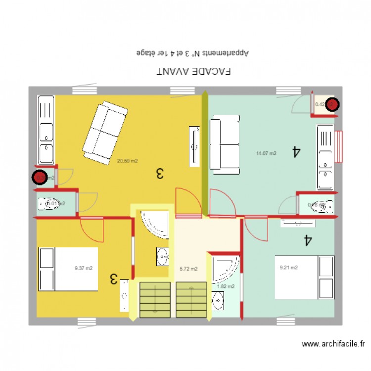  la salle etage projection 1. Plan de 0 pièce et 0 m2